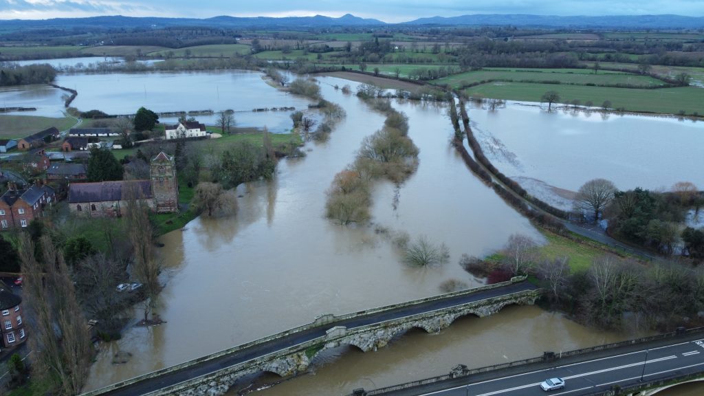 Flooding in Shrewsbury, Shropshire January 2024